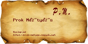 Prok Mátyás névjegykártya